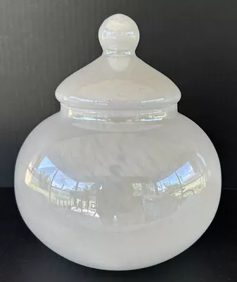 $70 • Buy Vintage Apothecary Candy Jar White  Murano Style Italian Art Glass Mid Century