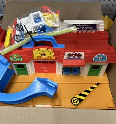 Vintage Fisher Price Little People Main Street Fire House Market Post Office • $40