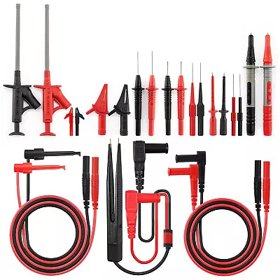 $42.99 • Buy 23pcs Multimeter Test Leads Kit With Probe Alligator Clips Set Tweezer Mini Hook