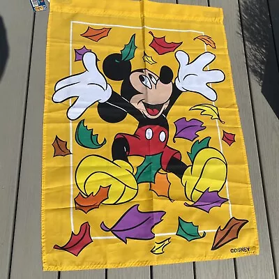 Flag Outdoor Banner 29 X 40  Disney Mickey Mouse Fall Leaves DIY Green Vtg. Lg • $14.99