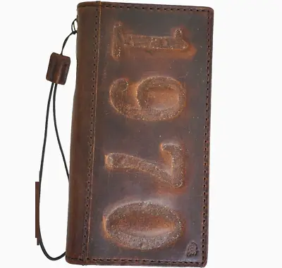 Genuine Leather Case Fo Iphone 14 13 12 Pro 15 Max Wallet Book Custom Vintage AU • $44.99