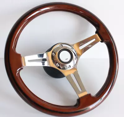 Steering Wheel Wood Chrome Fits For W123 W124 R107 Used Classic 15inch 1978-1991 • $219