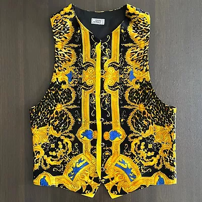 GIANNI VERSACE Velvet Vest Baroque Sauvage Pattern Size 50 From F/W 1992/93 • $1999.99