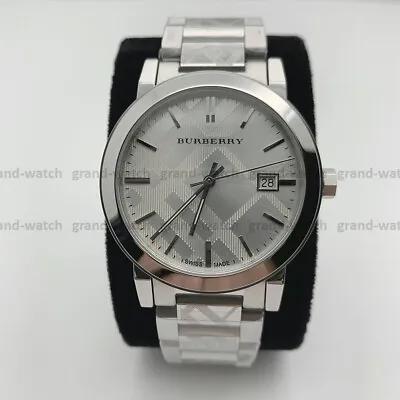 New Burberry BU9037 Silver Bracelet Check Stamped Dial Casual Unisex Watch • $177