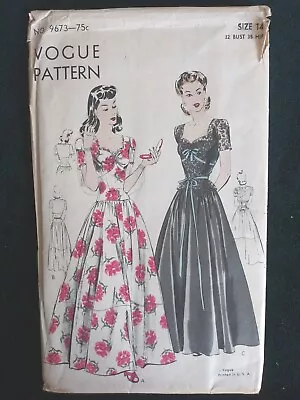 Vintage Sewing Women Vogue Pattern 9673  Sz 14 Sweetheart Neck Ball Gown • $9.99
