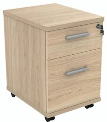 Polaris 2 Drawer Mobile Under Desk Pedestal 404x500x595mm Canadian Oak KF77884 • £162.95