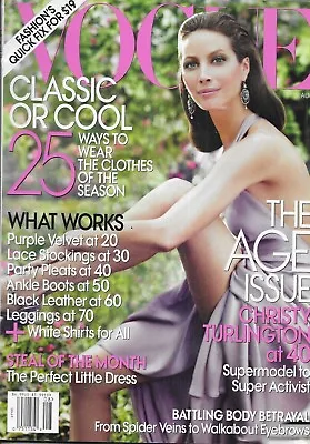 $22.95 • Buy Vogue Magazine Christy Turlington Fashion Age Issue Nora Ephron Ana Ivanovic .