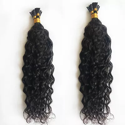 Curly I Tip Hair Extension Malaysian Remy Stick I Tip Human Hair Microlink Hair • $88.32