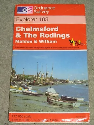 OS Ordnance Survey Explorer 1:25000 - Sheet 183 Chelmsford & The Rodings - 1998 • £2.69
