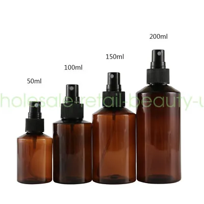 £3.62 • Buy 50ml 100ml 200ml Empty Amber Plastic Pump Spray Bottles Cosmetic Perfume Travel