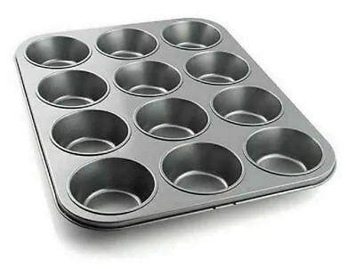 Non Stick Deep Cup Cake Baking Tray Tin Muffin Yorkshire Pudding Bakeware F&F  • £8.25