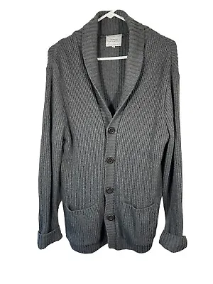 Topman Men's Gray Retro Cardigan Thick Cable Knit Shawl Collar Sweater Size M • $17