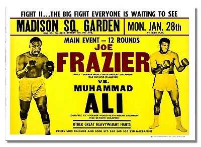 Muhammad Ali VS. Joe Frazier Boxing Heavyweight Fight Advert Champion Poster • £10.99