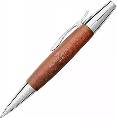 Faber-Castell Pen E-Motion Brown Wood/Chrome Stationery 4005401483823 • $99.78