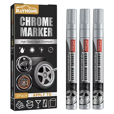 3PCS Liquid Mirror Chrome Marker Set DIY Car Paint Pens Metal Marker Plated Pen • £3.47