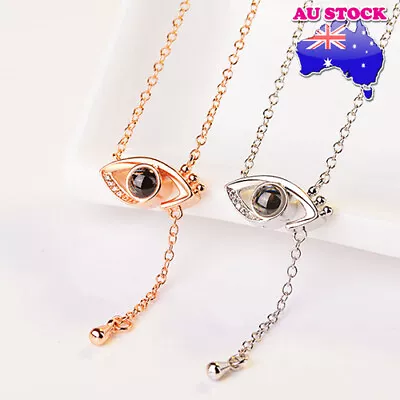 Classic 18K Gold Plated Crystal I LOVE YOU In 100 Languages Devil Eye Necklace • $9.96