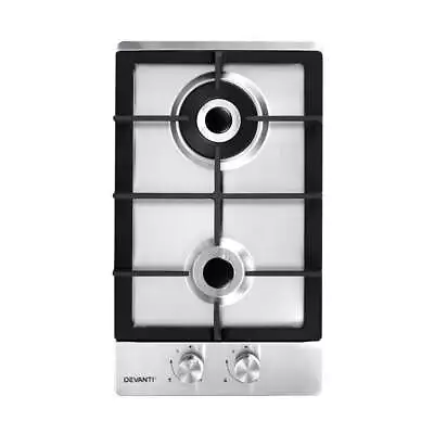 Devanti Gas Cooktop 30cm 2 Burner Silvir • $198