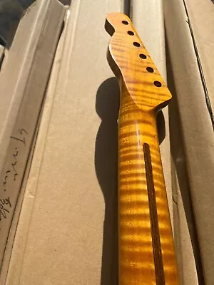 Best Roasted Flame Maple 22 Fret Guitar Neck Canada Maple For Tele Replacement • $75.99