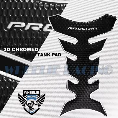 3d Fuel/gas Tank Pad Protector Decal Pro Grip Perforated Gloss Black+chrome Edge • $16.98