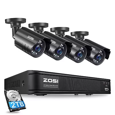 ZOSI H.265+ 8CH 5MP-Lite HDMI DVR CCTV Outdoor Security 1080P Camera System 2TB • $216.74