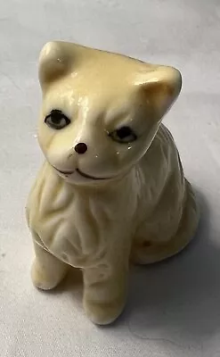 Vintage Miniature Yellow Porcelain Cat Kitten Figurine • $10.50