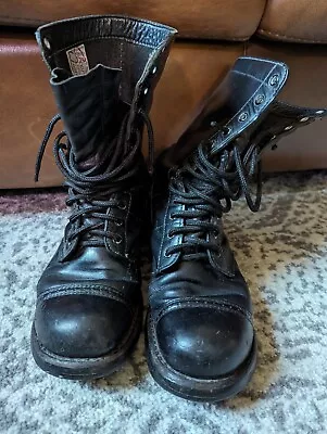 Vintage Corcoran Jump Boots Sz 7 Black Leather Cap Toe Combat Boot Good Shape • $72.50