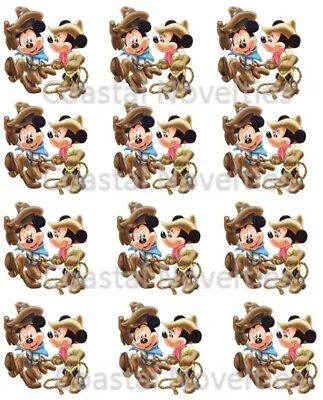 Minnie And Mickey Cowboy Cupcake Toppers Edible Image 2  Frosting Circles • $4.25