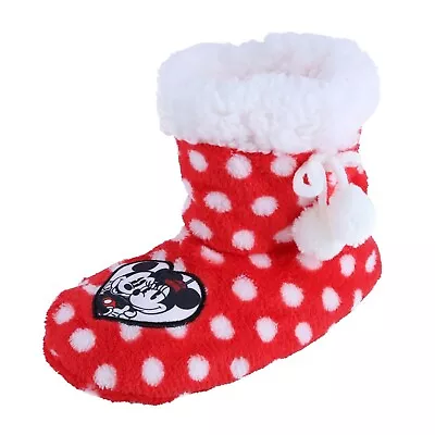 New Textiel Trade Kids' Disney Mickey And Minnie Mouse Polka Dot Bootie Slipper • £15.79