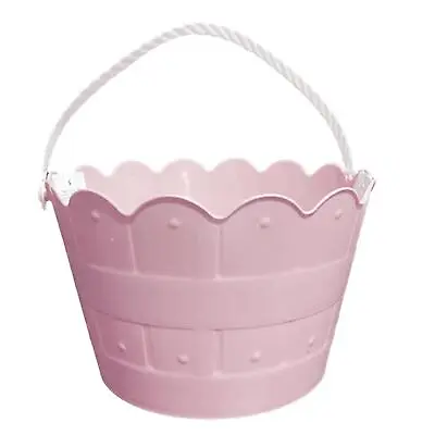 Easter Plastic Treat Bucket Gift Basket Ideal For Egg Hunt Pink • £5.24