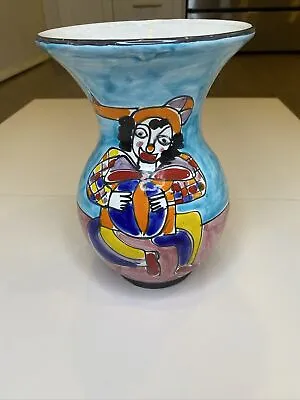 LA MUSA Rare! Hand Painted Vase (Italy) Clowns/Carnival/Circus Themes • $29.90