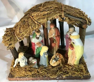 VINTAGE Rustic Built NATIVITY SCENE With Real Tree Twigs + 3 Wise Man +  • £21.18