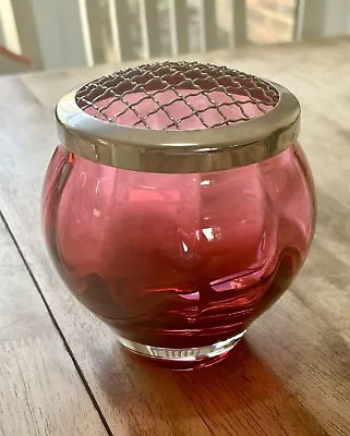 Vintage Crystal Dartington Cranberry Rose Bowl Vase • £19