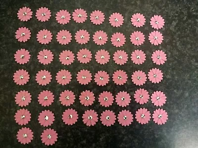 50 Double Pink DAISY FLOWER CARD MAKING#77CRAFT EMBELLISHMENTS Job A Lot • £1.99