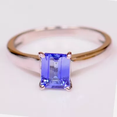 2.00Ct Octagon Shape 100% Natural Blue Tanzanite Ring In Solid 14KT White Gold • $0.99