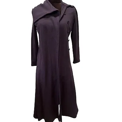 Morgane Le Fay Deep Purple Midi Coat With Extended Shawl-Collar Asymmetric Hem • $20