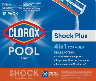 Clorox Pool&Spa Shock Plus Pool Shock For Swimming Pools 12pk • $49