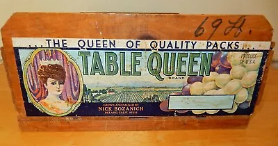 Vintage Table Queen Brand Fruit Wooden Crate With Label • $18