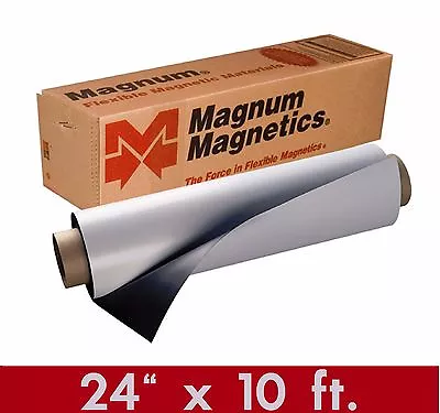 Magnum Mag 24  X 10 Ft ROLL 30 Mil. White Magnetic Sign Sheet Cars / Crafts • $53.50