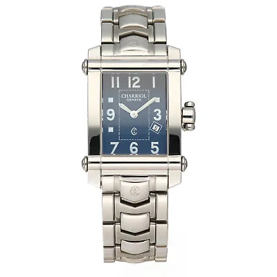 $627.75 • Buy Charriol Colvmbvs CCSTRH Black Dial Rectangle 25mm Steel Quartz Wrist Watch