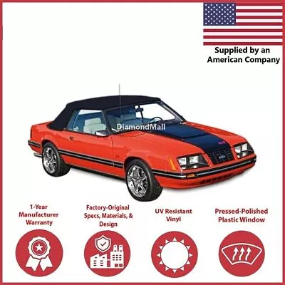 1983-93 Ford Mustang Convertible Soft Top W/ DOT Approved Plastic Window Black • $257.40