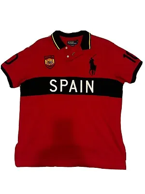 Rare Polo Ralph Lauren Rugby Mens XL Red Big Pony Shirt Spain Polo King Stadium • $125