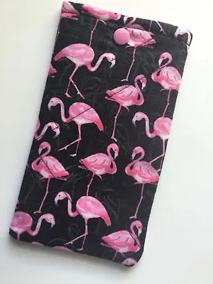 $12 • Buy Glasses Case Quilted Fabric Flamingo Snap Close Lined Soft Handmade New Women