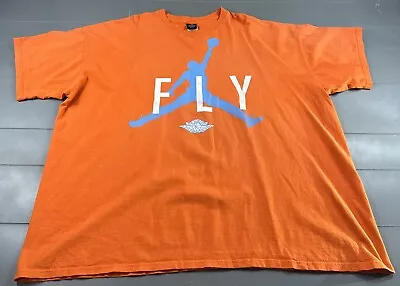 Vintage Air Jordan Fly Orange Carolina Blue T Shirt Wings Jumpmen Men's Size 2XL • $19.99