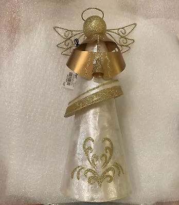 Pier 1 Angel Tree Topper Table Decor Capiz Shell Pearl Gold Glitter Metal 10  • $23.49