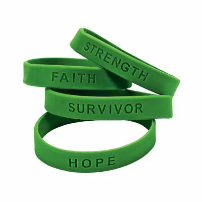 24 Pc. GREEN  Awareness Sayings Bracelets Multiple Uses Mental Health Kidney • $10.95