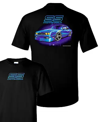 Chevy Monte Carlo T-Shirt - Black W/ Blue 1980's Car & Logo / Emblem (Licensed) • $24.95
