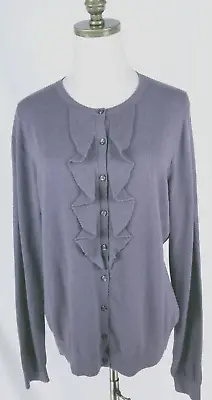 George ME By Mark Eisen Silk Blend Ruffled Cardigan Size XL Large   Lavendar • $19.20