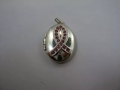 Vintage Collectible Locket Pink Jewel Ribbon • $17.99