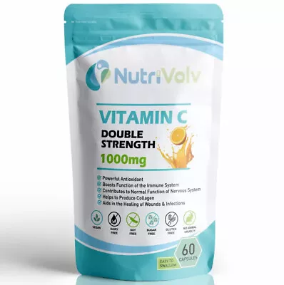 Vitamin C 1000mg - 60 Capsules - Double Strength Immune Support Antioxidant • £5.39