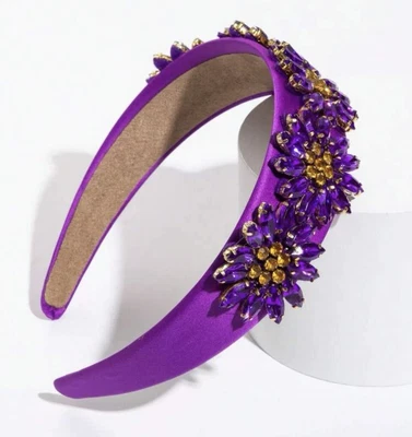 $39 • Buy Jazz Purple Embellished Headband Fascinator Satin Band Stunning Race Day Ready